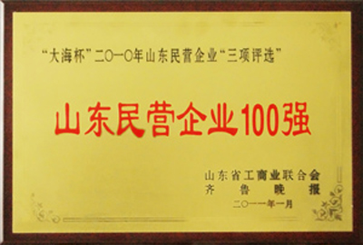 被評(píng)為“山東民營(yíng)企業(yè)100強(qiáng)”