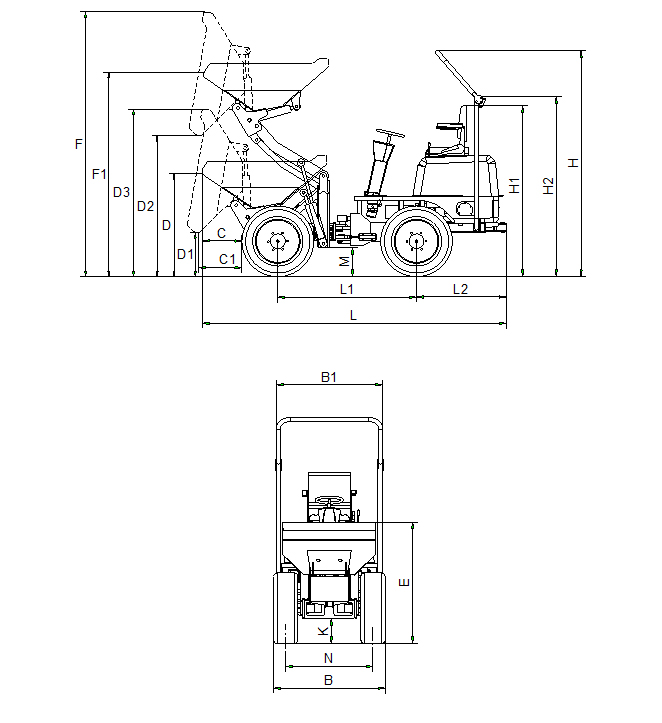 微型翻斗車GN10的技術(shù)參數(shù)