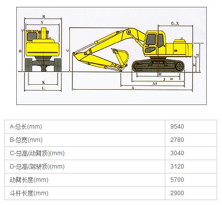 DLS210.8型液壓挖掘機(jī)產(chǎn)品尺寸