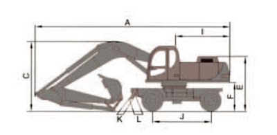 DLS210-9A輪式液壓挖掘機產(chǎn)品外形尺寸1